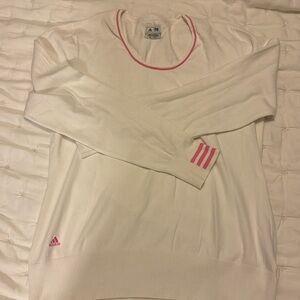 Adidas golf sweater, pink & white, sz XL